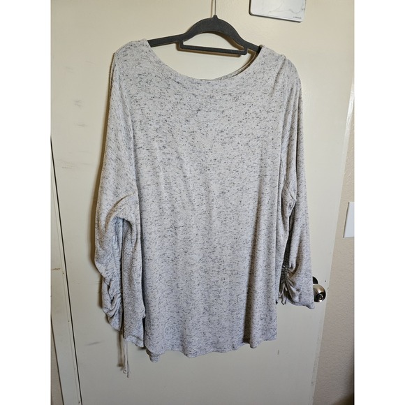 Anthropologie Saturday Sundays Sweatshirt‎ Gray Ruffle Sleeve Size 1X Pullover - Picture 1 of 8